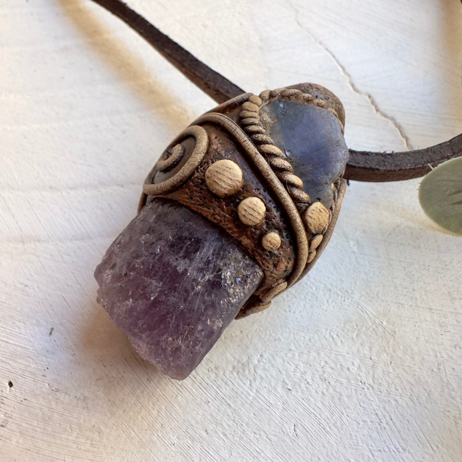 Healing stone necklace handcrafted with raw Tanzanite crystal