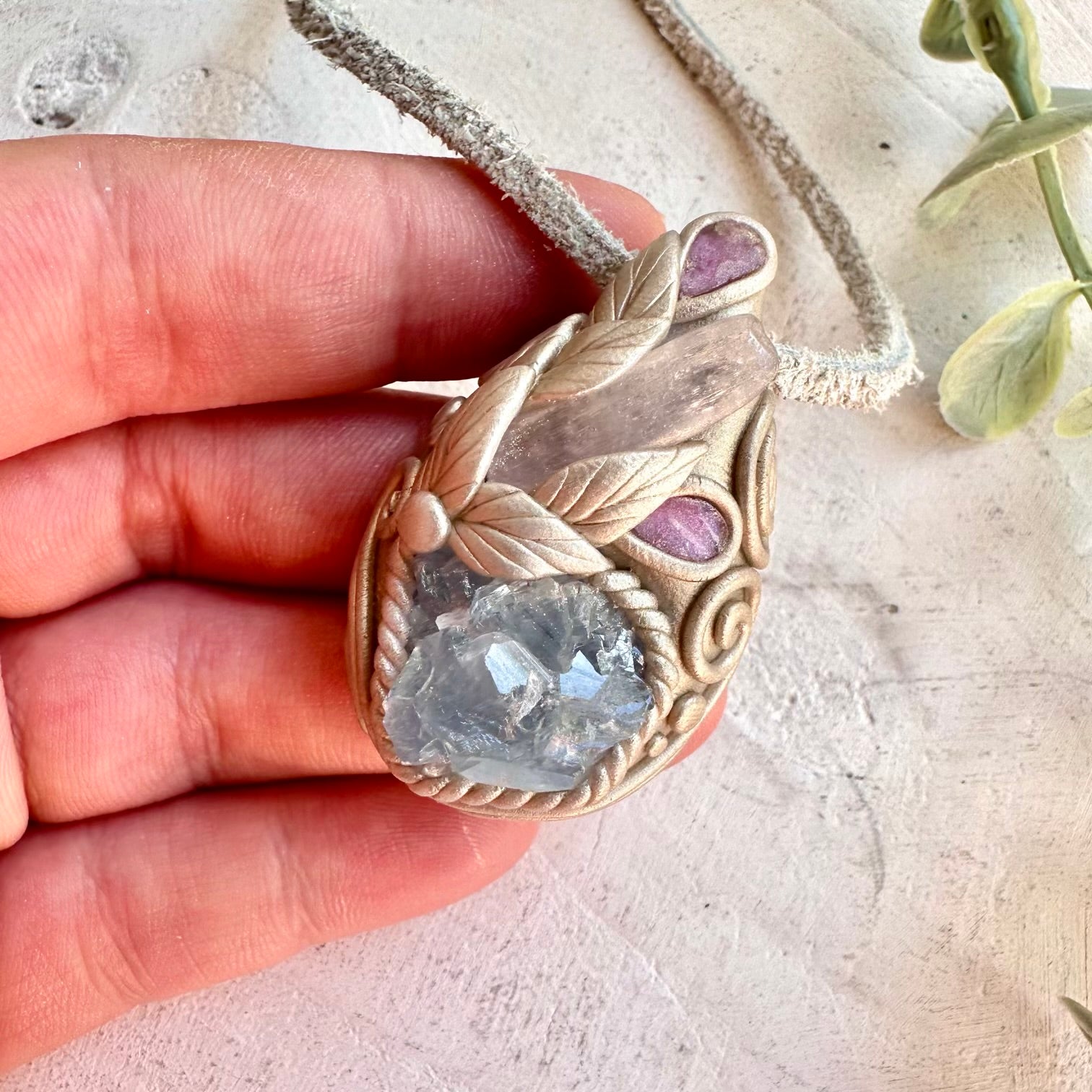 Spiritual crystal necklace talisman for peace unconditional love and emotional healing