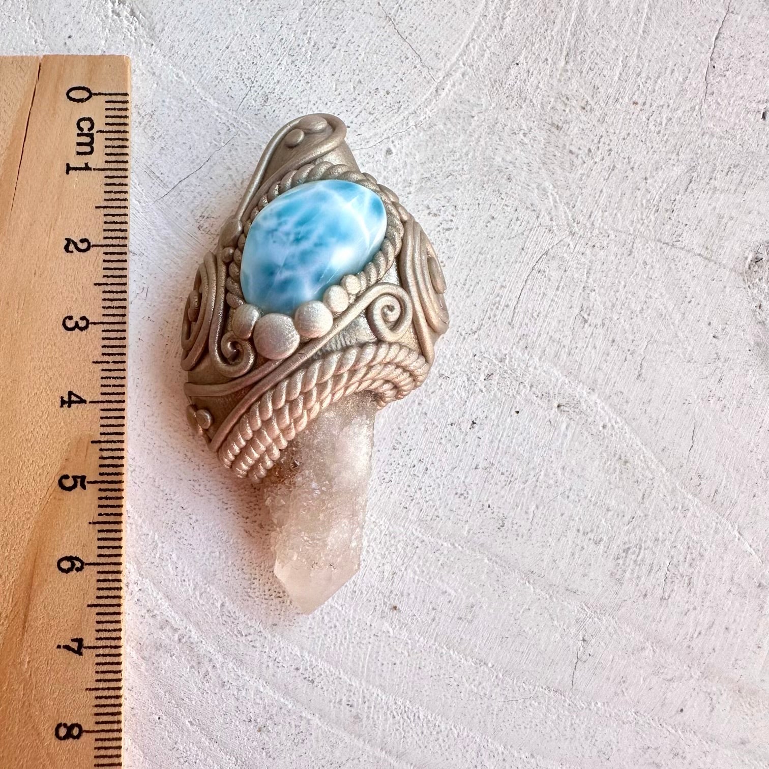 Healing crystal necklace fantasy jewelry Fairy Quartz Larimar pendant