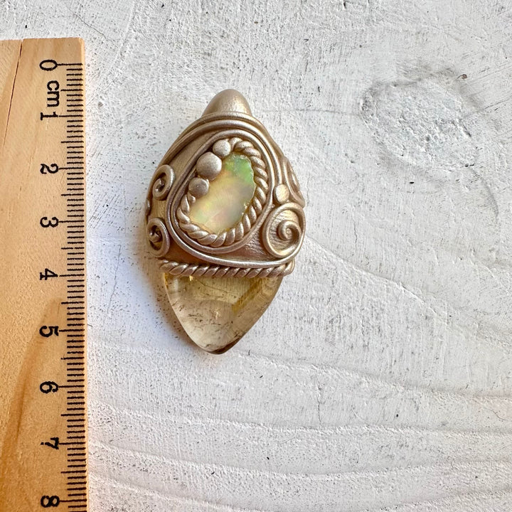 Protection amulet crystal necklace with citrine and Ethiopian opal crystals