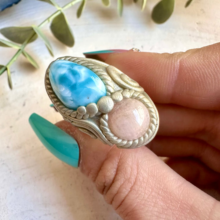 Crystal ring designed for calm feminine energy and compassion