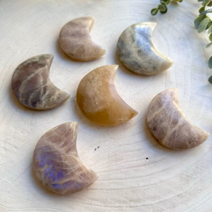 Moonstone crystal carved in moon shape