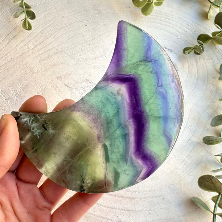 Fluorite moon carving spiritual crystal