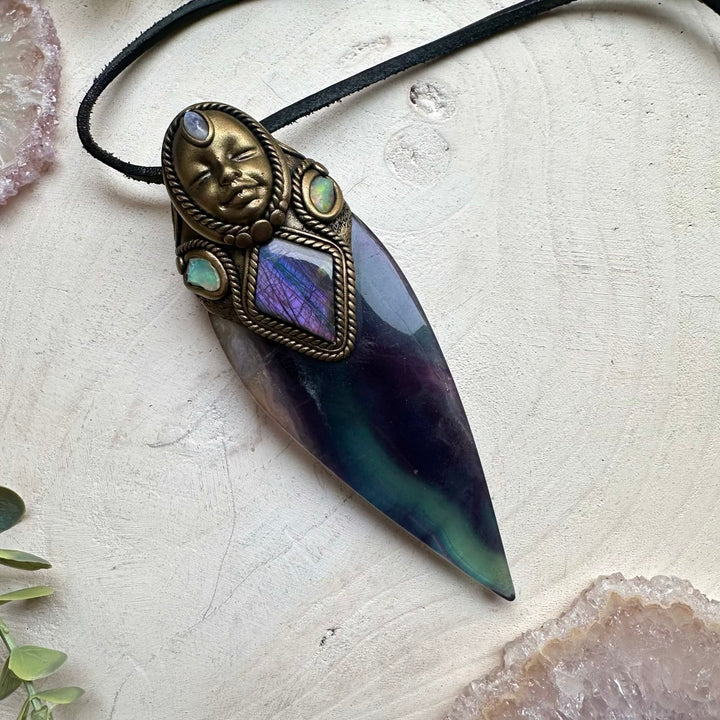 Crystal necklace designed for intuition flow and balance