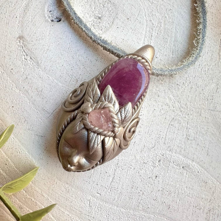 Boho jewelry protection amulet goddess crystal necklace heart chakra energy