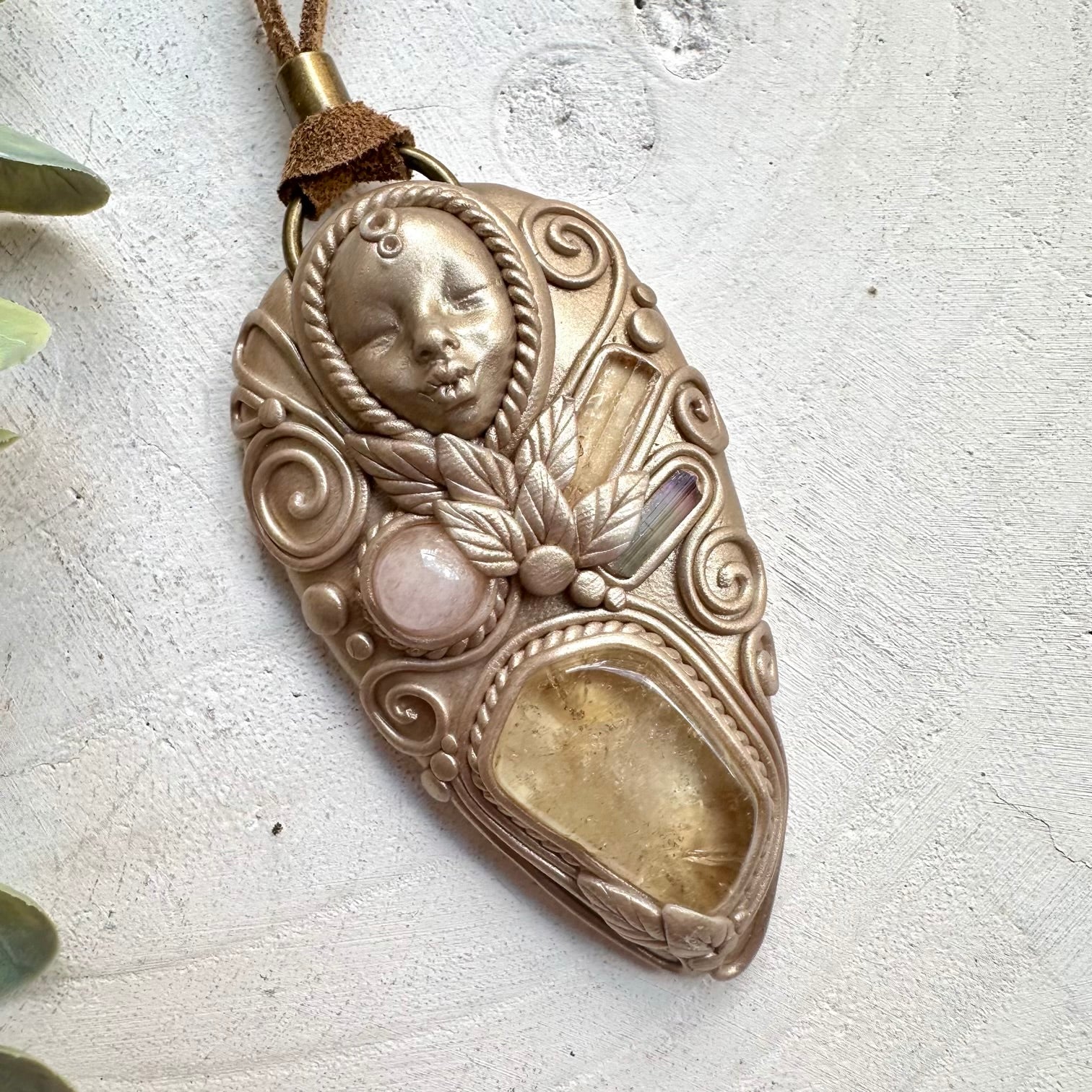 Goddess necklace with citrine morganite bi color tourmaline and imperial topaz