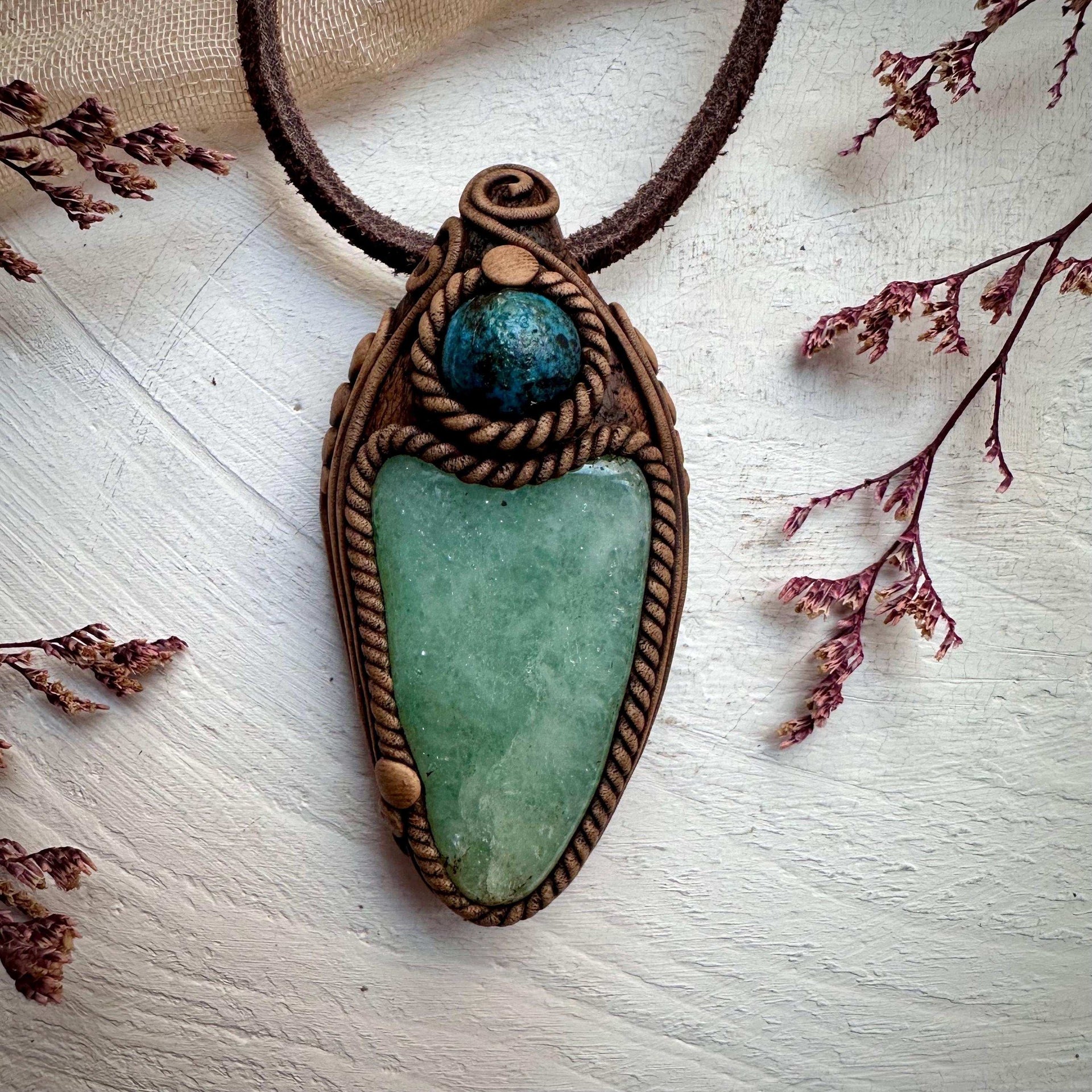 Green Aventurine and Shattuckite Necklace - FairyGardenGlow