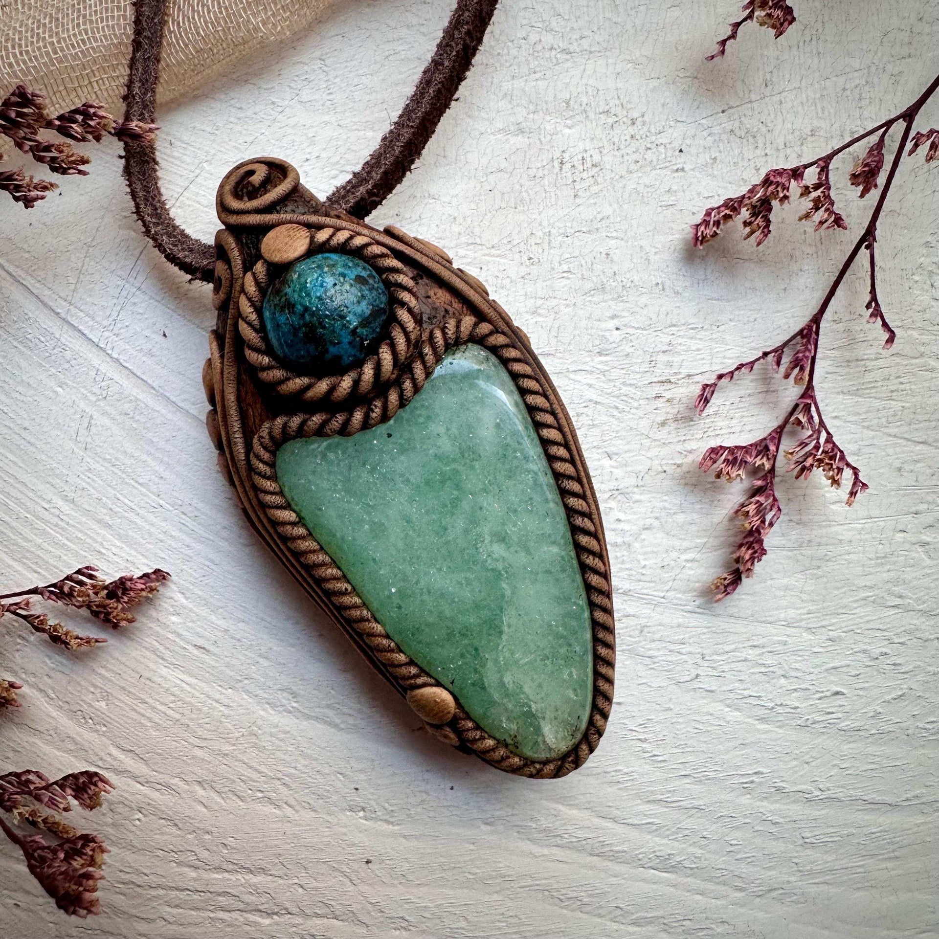 Green Aventurine and Shattuckite Necklace - FairyGardenGlow