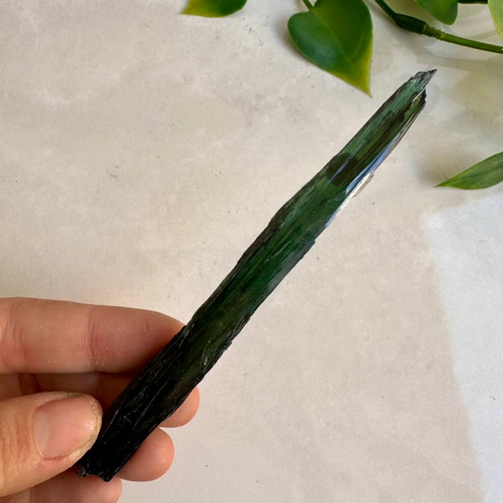 Vivianite mineral – large natural green crystal blade display piece