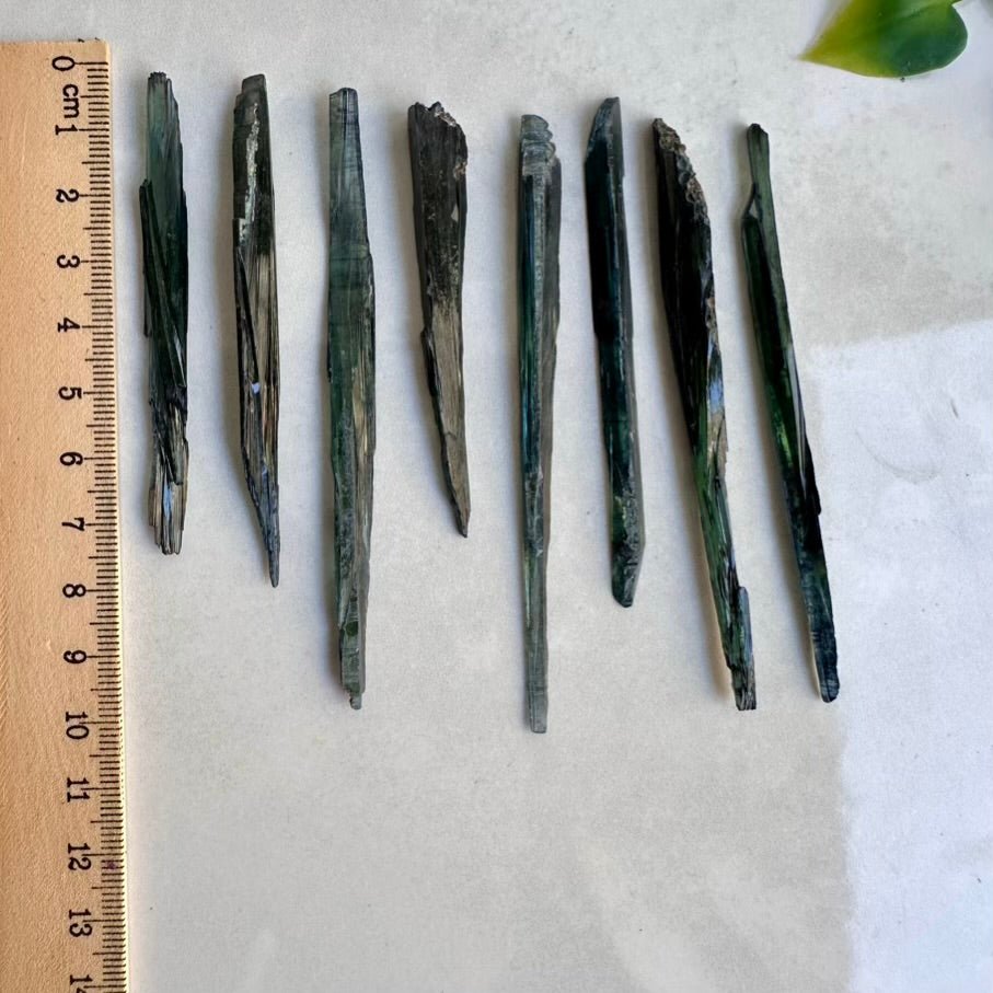 Natural Vivianite mineral – thin green crystal blade for collectors