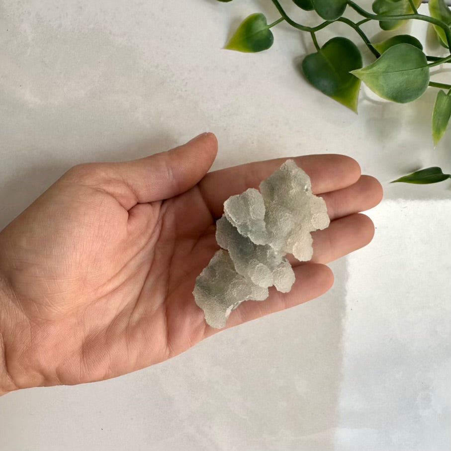 Grey Chalcedony Specimen – Unique Natural Chalcedony Cluster for Calm, Balance & Harmonizing Energy - FairyGardenGlow