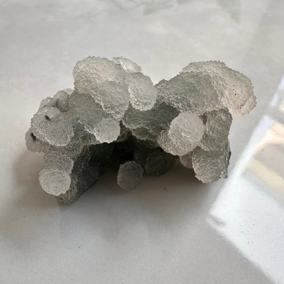 Grey Chalcedony Cluster – Unique Natural Mineral Specimen for Calm, Balance & Grounding Energy - FairyGardenGlow