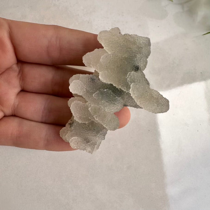 Grey Chalcedony Specimen – Unique Natural Chalcedony Cluster for Calm, Balance & Harmonizing Energy - FairyGardenGlow