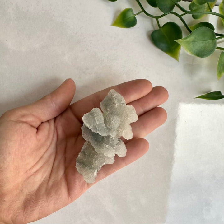 Grey Chalcedony Specimen – Unique Natural Chalcedony Cluster for Calm, Balance & Harmonizing Energy - FairyGardenGlow