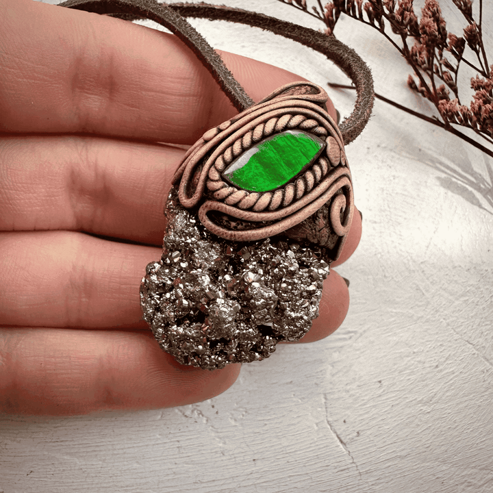 Pyrite and Ammolite Necklace - FairyGardenGlow