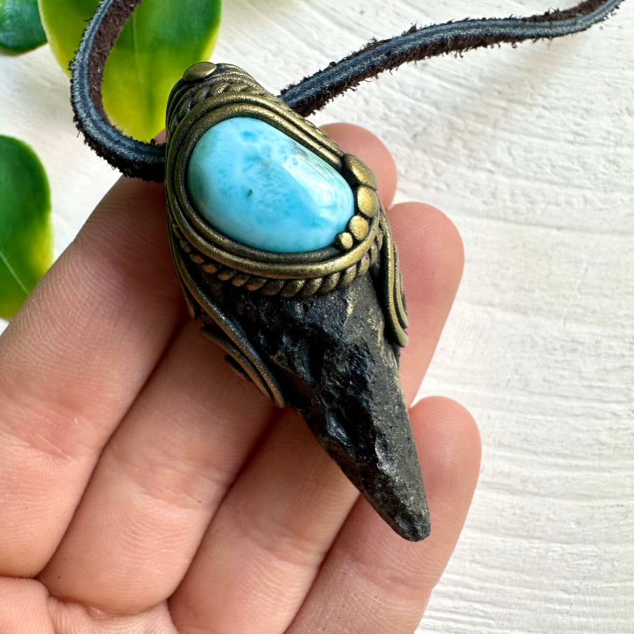 Spiritual Healing Jewelry – Larimar and Black Tektite Necklace for Energy Balance