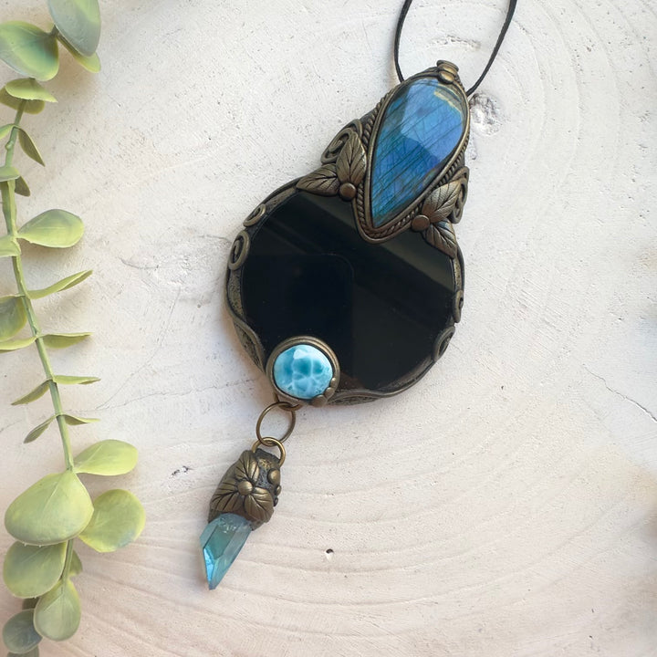 Metaphysical home decor featuring a Black Obsidian scrying mirror