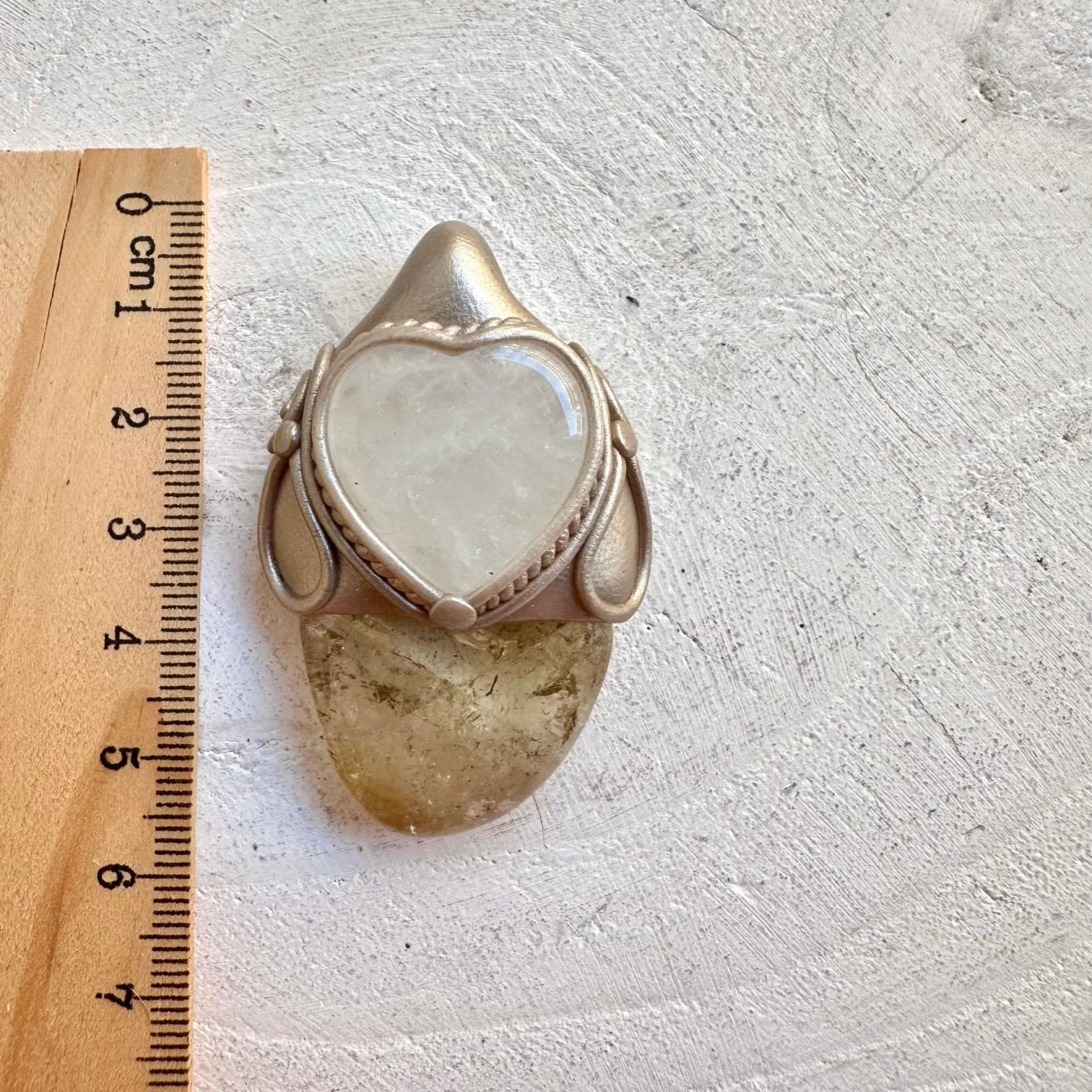 One of a kind Citrine crystal and Clear Quartz Heartz healing necklace