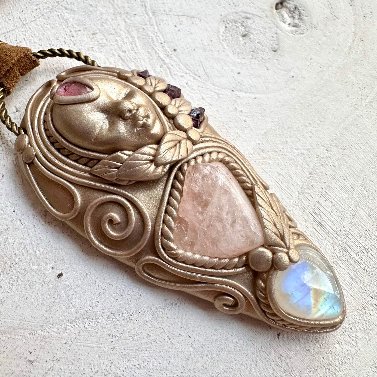 One of a kind goddess necklace with multiple gemstones and healing crystals