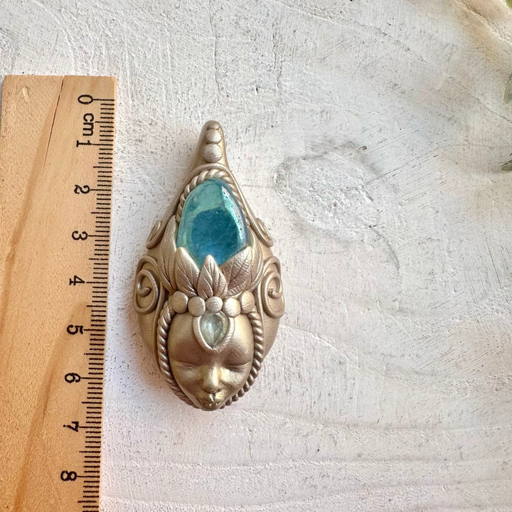Raw gemstone necklace blue topaz aqua aura healing crystal jewelry