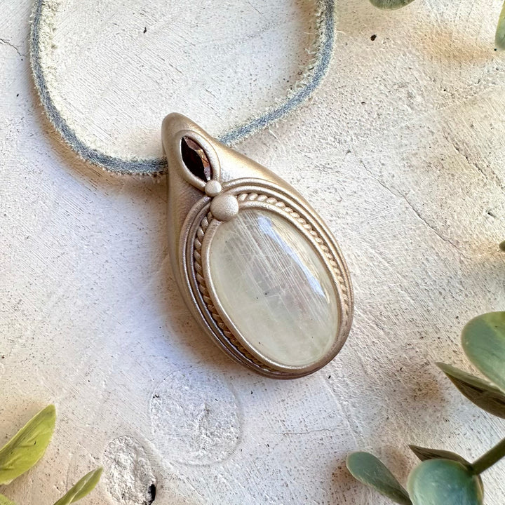 Handmade gemstone pendant necklace with natural crystal stones