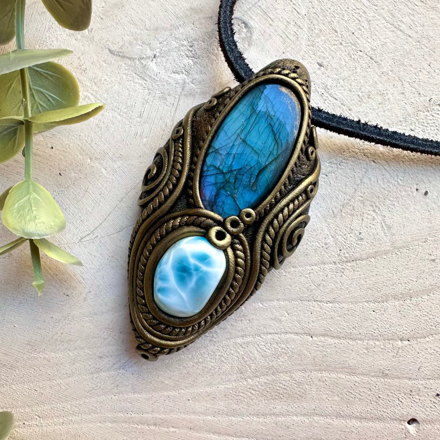 Spiritual jewelry combining labradorite and larimar