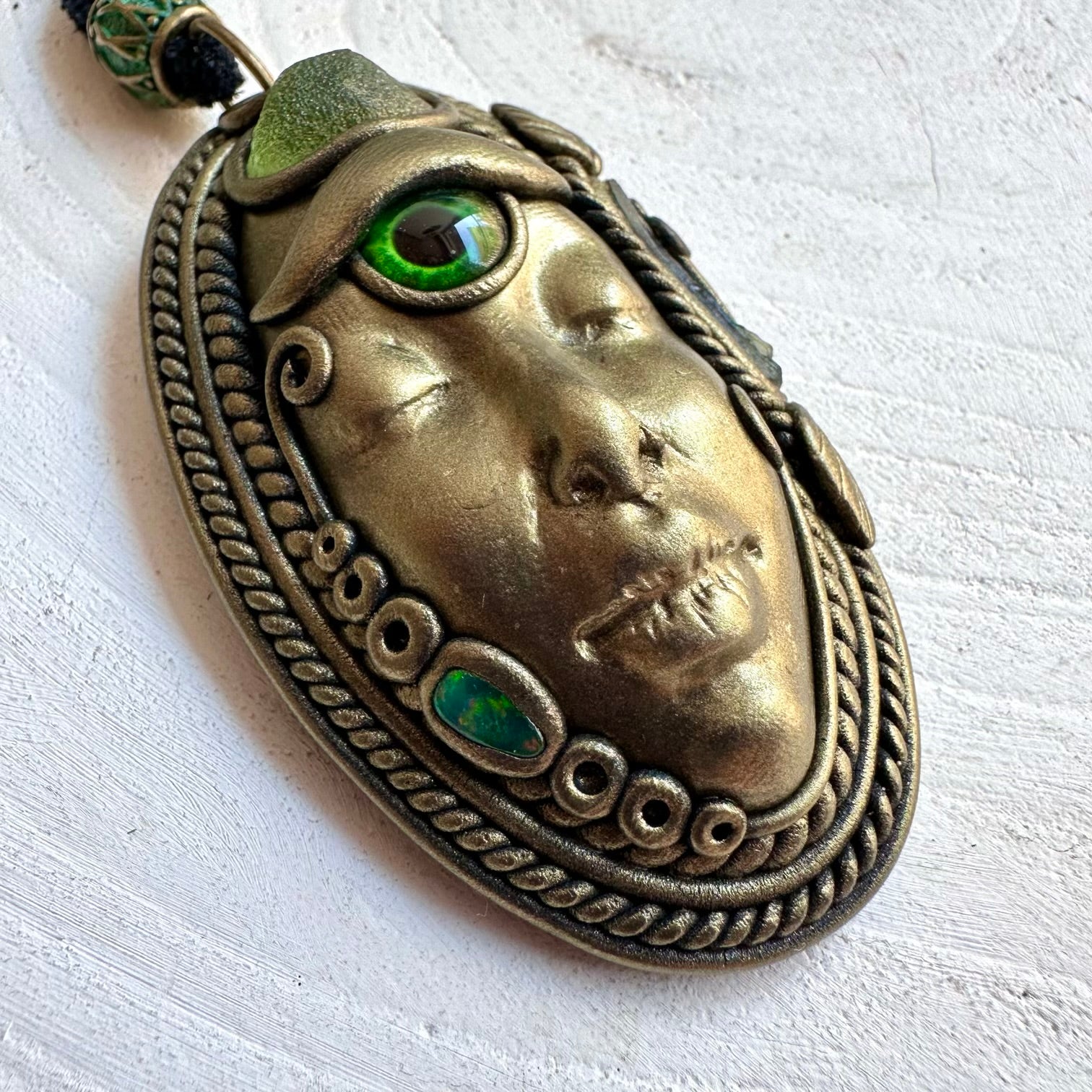 Spiritual Goddess necklace handcrafted with genuine Peridot, Moldavite and Ethiopian Opal.