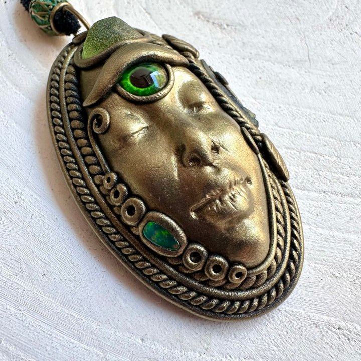 Spiritual Goddess necklace handcrafted with genuine Peridot, Moldavite and Ethiopian Opal.