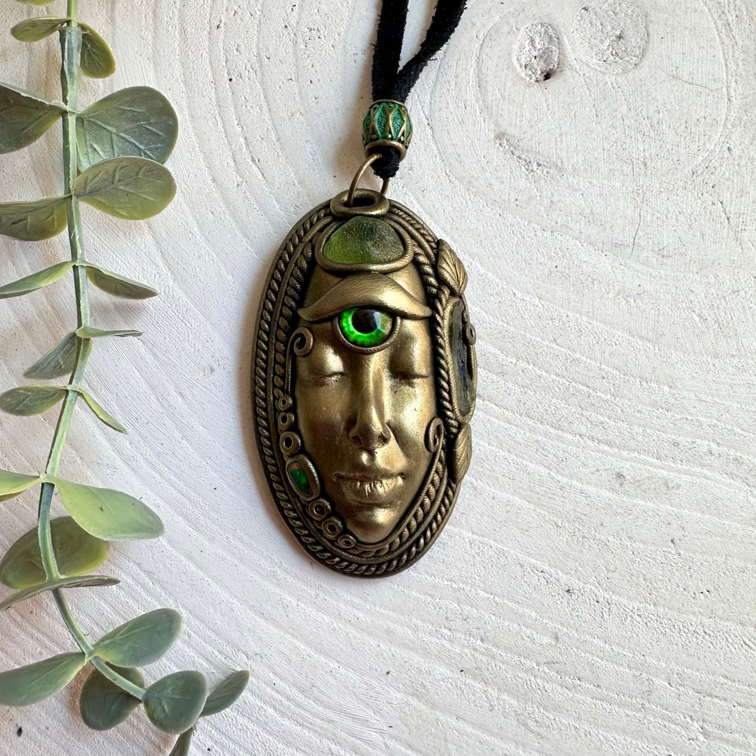 Unique spiritual necklace crafted with natural Peridot, Moldavite and Black Ethiopian Opal.