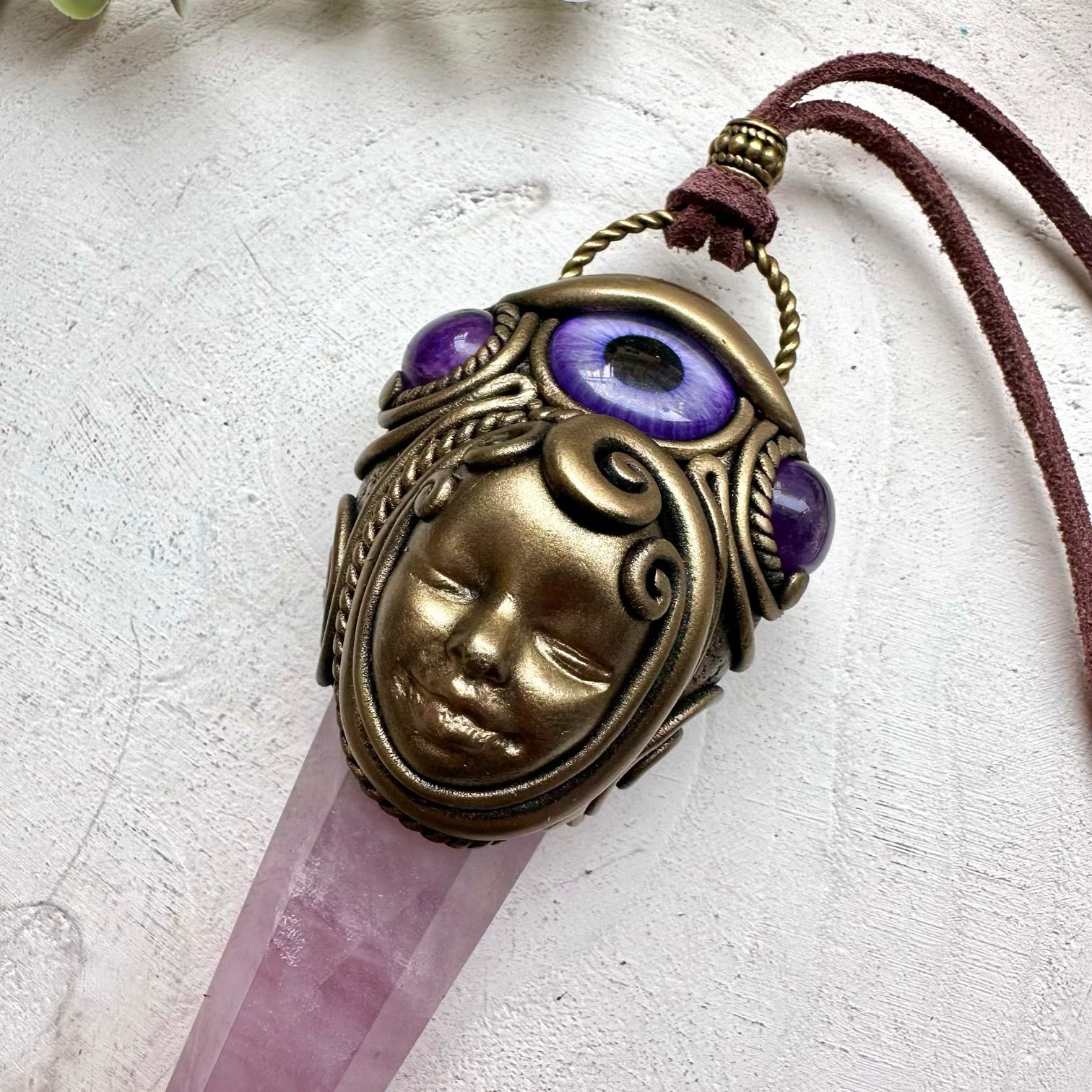 Fluorite labradorite and amethyst unisex spiritual jewelry