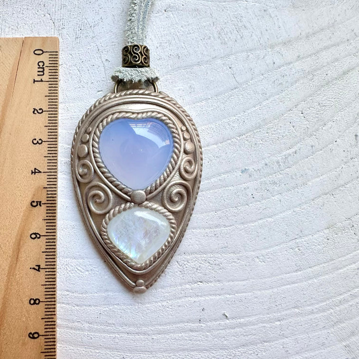 handmade boho crystal jewelry  chalcedony moonstone