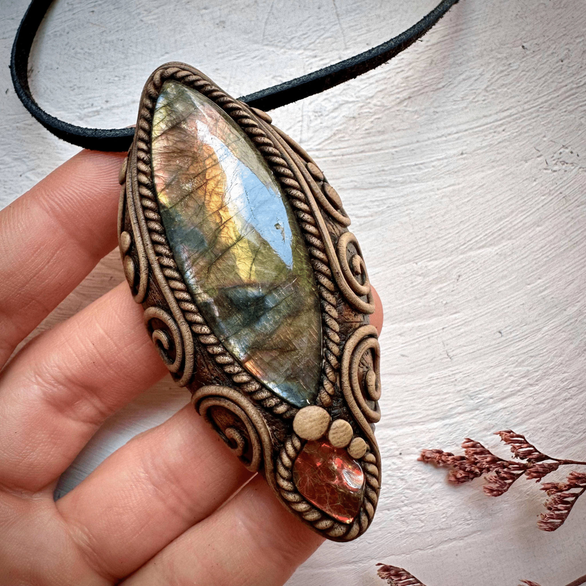 Labradorite and Ammolite Necklace - FairyGardenGlow