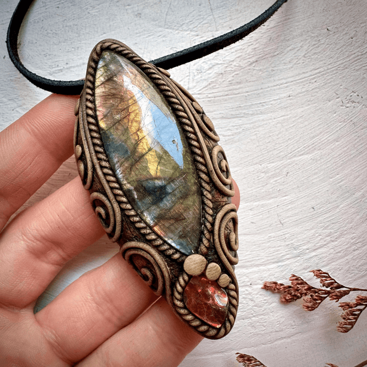 Labradorite and Ammolite Necklace - FairyGardenGlow