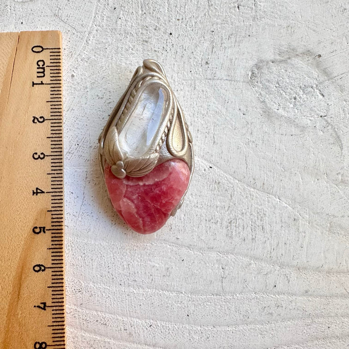 Spiritual Jewelry Pendant with rhodochrosite and danburite