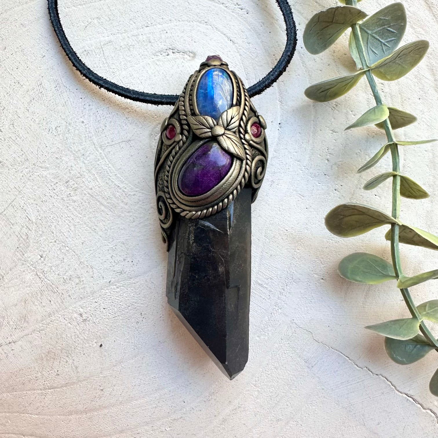 Multi stone transformation crystal necklace with moonstone and garnet