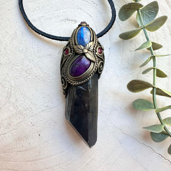 Multi stone transformation crystal necklace with moonstone and garnet