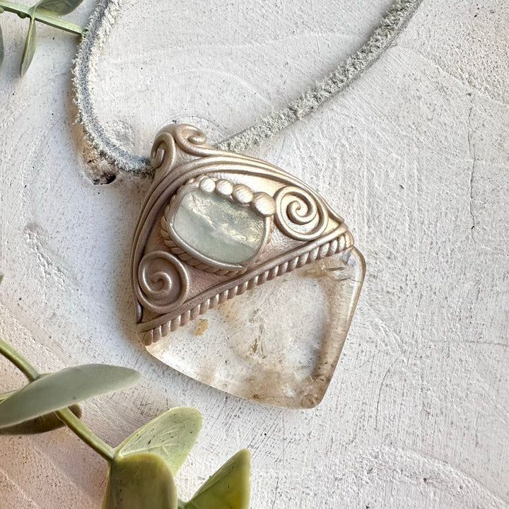Spiritual crystal necklace boho talisman for abundance and calm communication