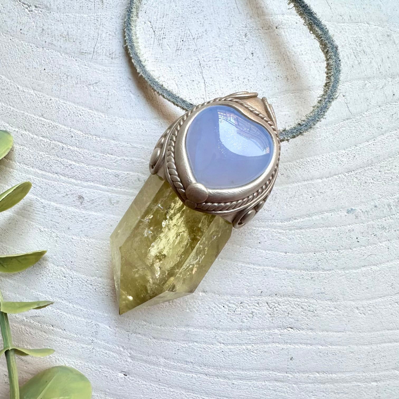 Spiritual crystal necklace boho talisman for calm communication and confidence