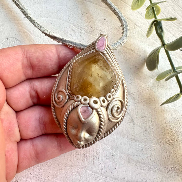 Divine feminine crystal necklace boho healing talisman jewelry