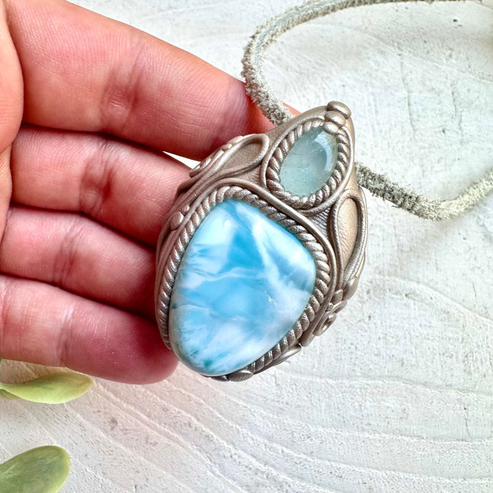 Spiritual crystal necklace talisman for calm communication and emotional healing