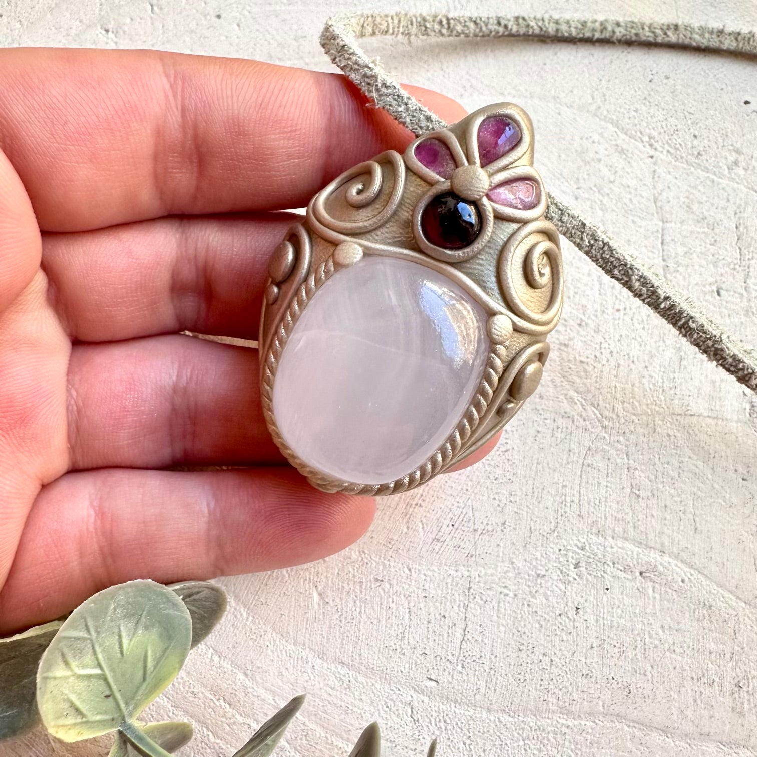Healing stone necklace crystal talisman for heart chakra activation and positive energy