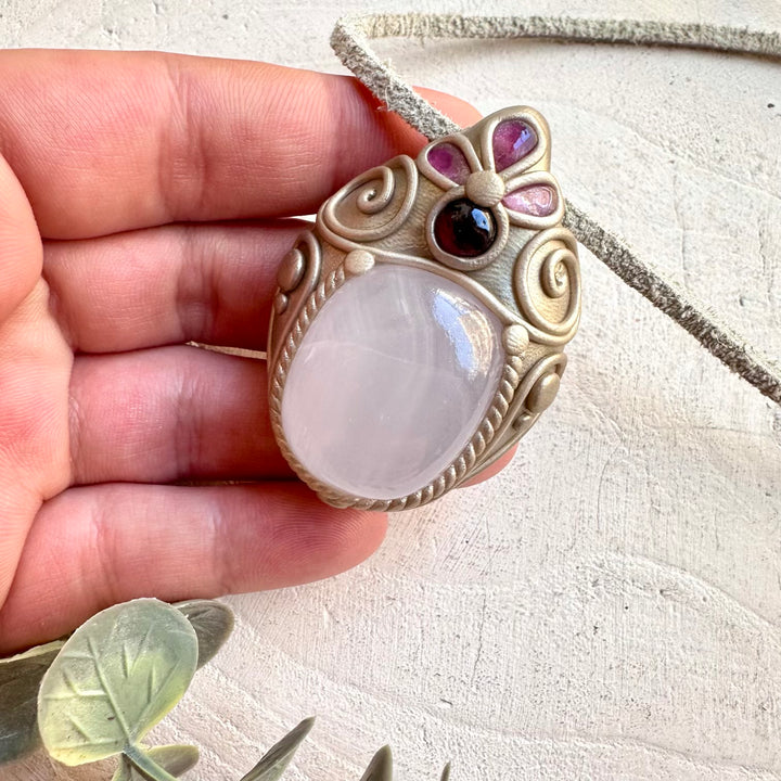 Healing stone necklace crystal talisman for heart chakra activation and positive energy