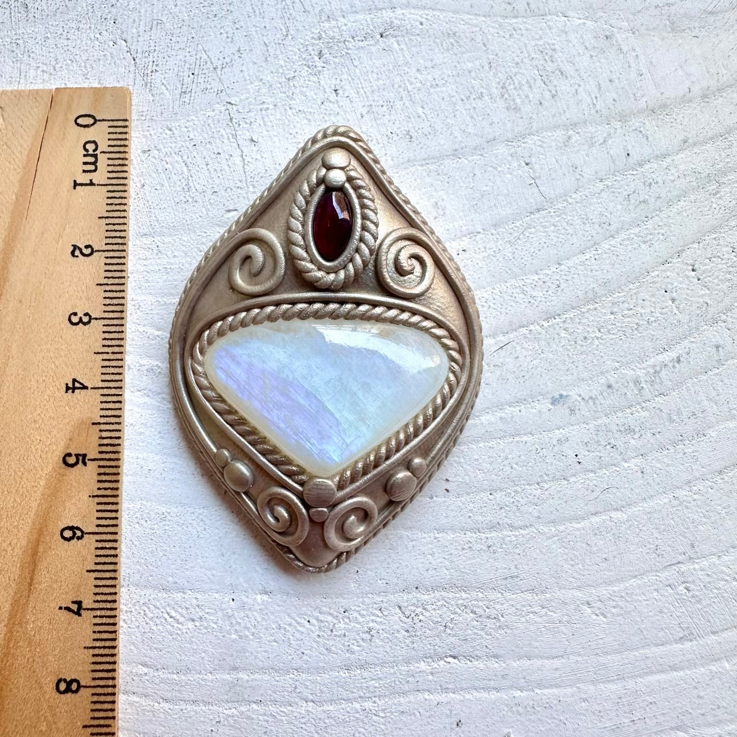 Metaphysical jewelry rainbow moonstone rhodolite garnet necklace