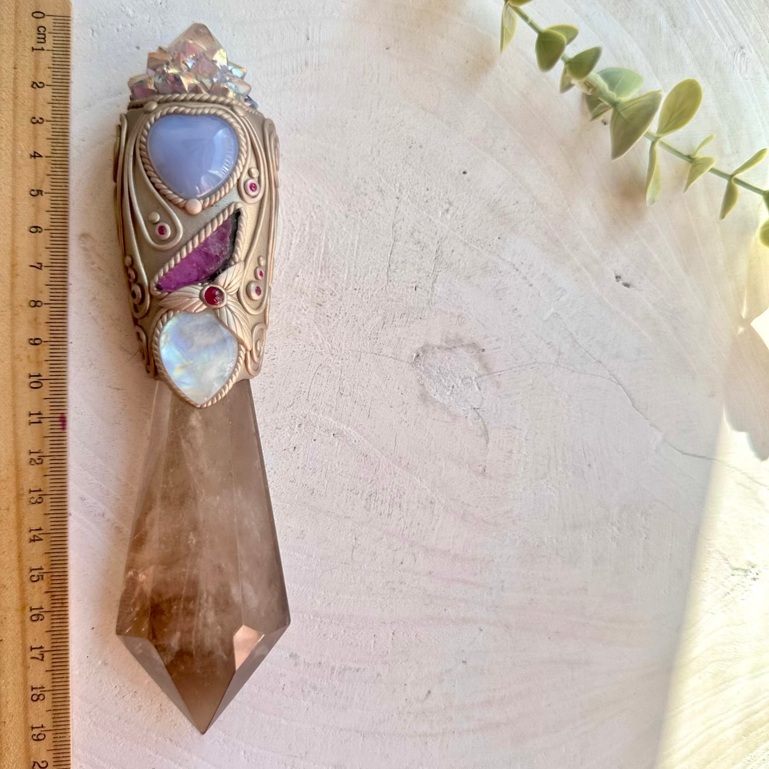 Healing gemstone wand for self love courage grounding and emotional balance