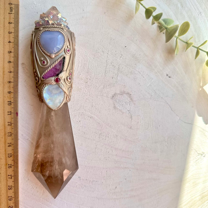 Healing gemstone wand for self love courage grounding and emotional balance