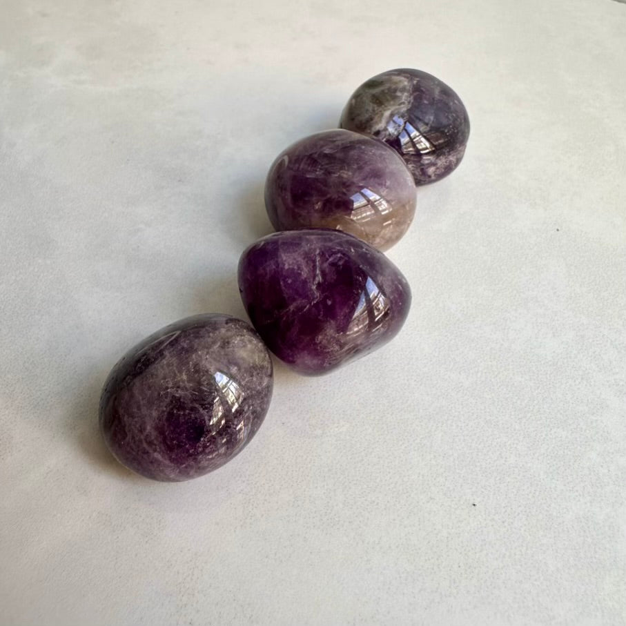 Amethyst Polished Stone – Natural Amethyst Healing Crystal for Calm, Clarity & Spiritual Protection (1 or 5 Pieces) - FairyGardenGlow