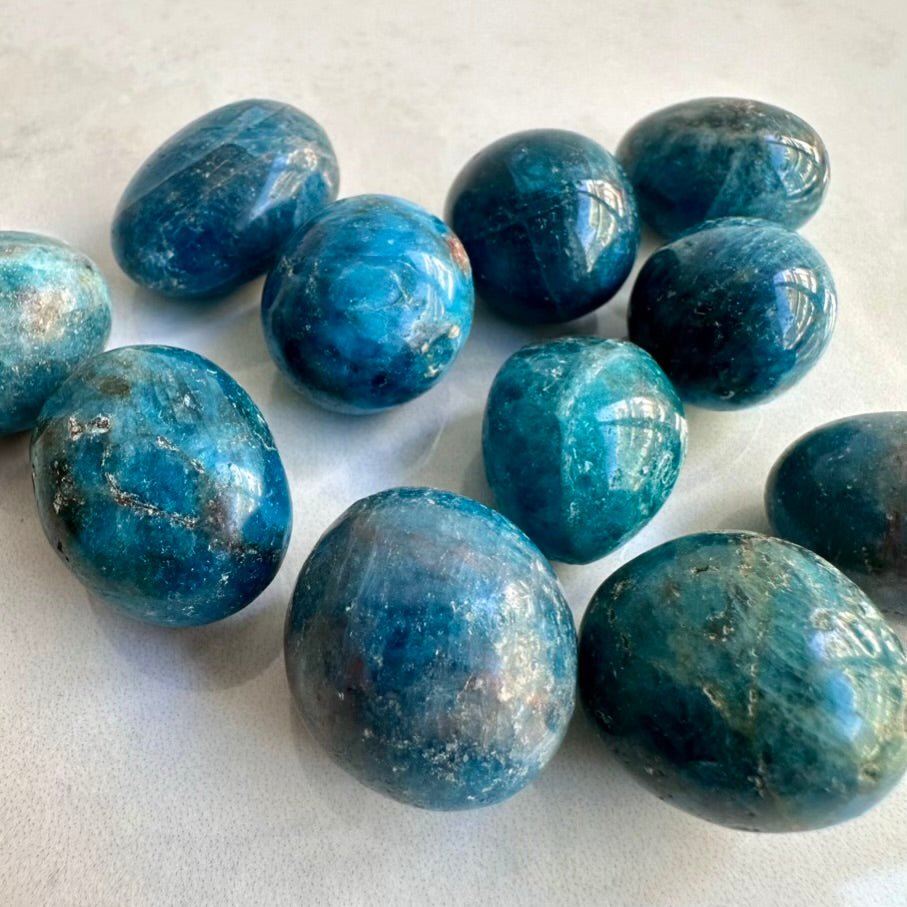 Blue Apatite Stone – Natural Polished Crystal for Motivation, Clarity & Manifestation (1 or 5 Pieces) - FairyGardenGlow