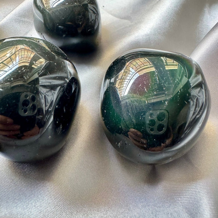 Rainbow Obsidian – Natural Polished Protective Stone for Grounding, Emotional Healing & Energy Balance (1 or 5 Pieces Set) - FairyGardenGlow