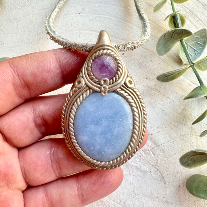 Metaphysical crystal jewelry handmade boho gemstone pendant necklace