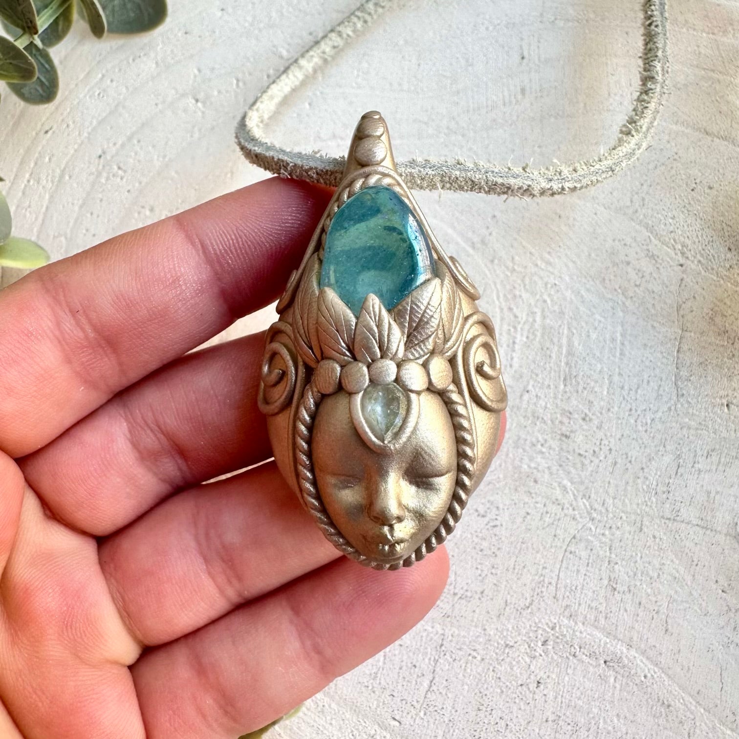 Raw gemstone necklace blue topaz aqua aura healing crystal jewelry